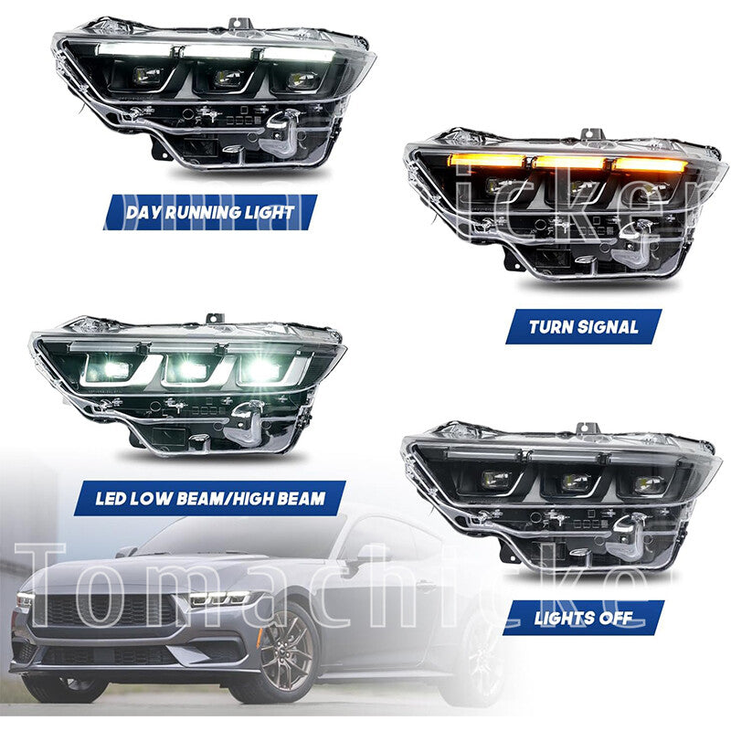 Updated RGB headlights silver for Ford for Mustang 2024/2025 animation assembly (2 pieces)
