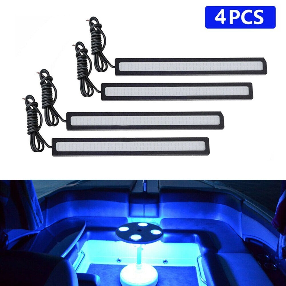 4X Round Marine Boat LED Courtesy Lights Cabin Deck Stern Navigatioin Ligh Blue v