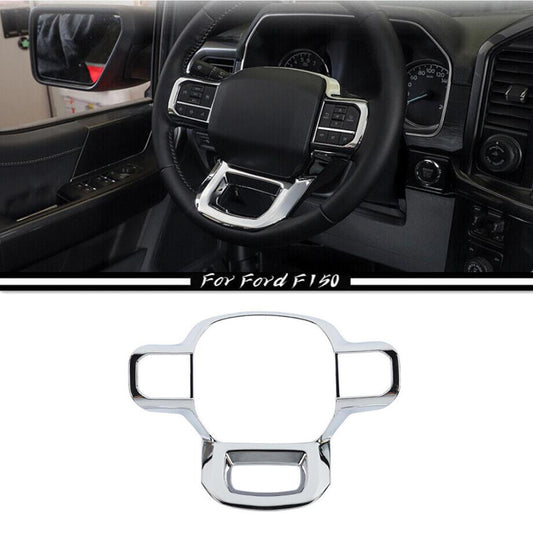 Car Steering Wheel Panel Cover Trim Accessories Chrome For F150 21-23 v