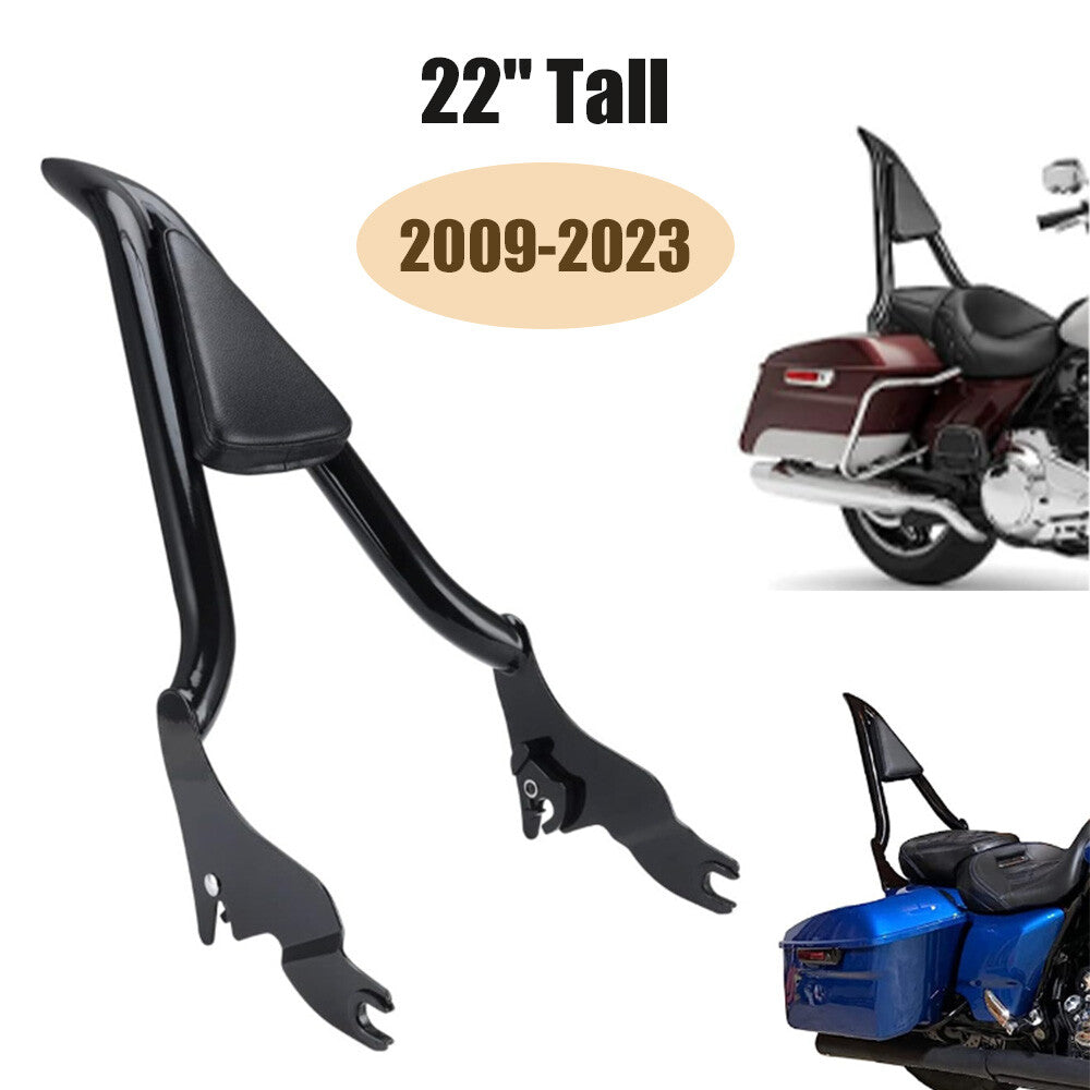 The removable rear passenger for seat bar backrest fits the for Harley Touring 22-inch high.