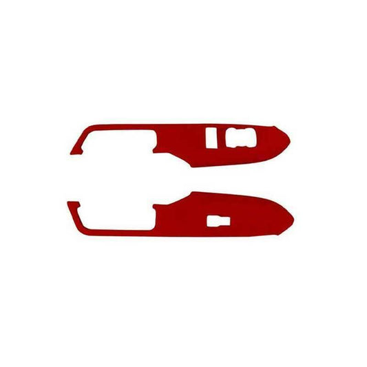 for Ford for Mustang 2015-2022 Dark Red Suede Window Lock Lift Panel Trim Frame 2PCS