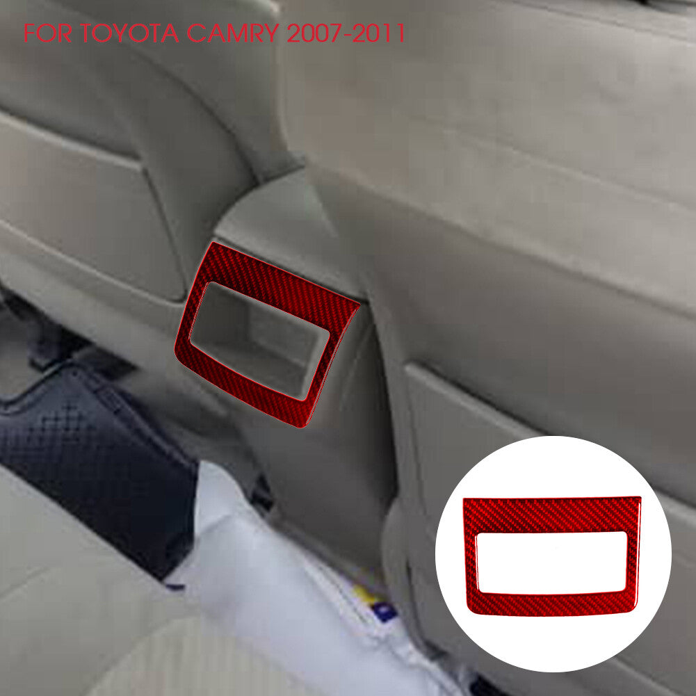 Red Carbon Fiber Rear Center Storage Cover Trim for Toyota for Camry 2007-2011