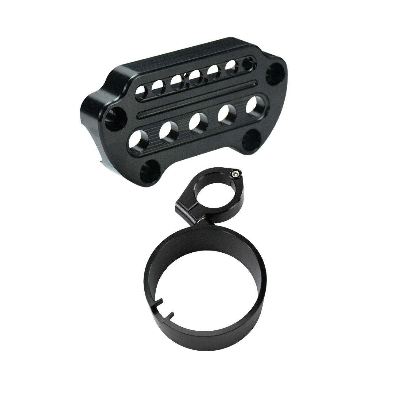 Front Indicator Handlebar Clamp Cover + Side Speedometer Bracket Fit for Harley Q