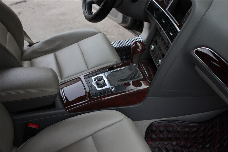 Car Console Gear Shift Frame Cover Trim 4 Fit for Audi A6L 2005-2011 Brown Wood