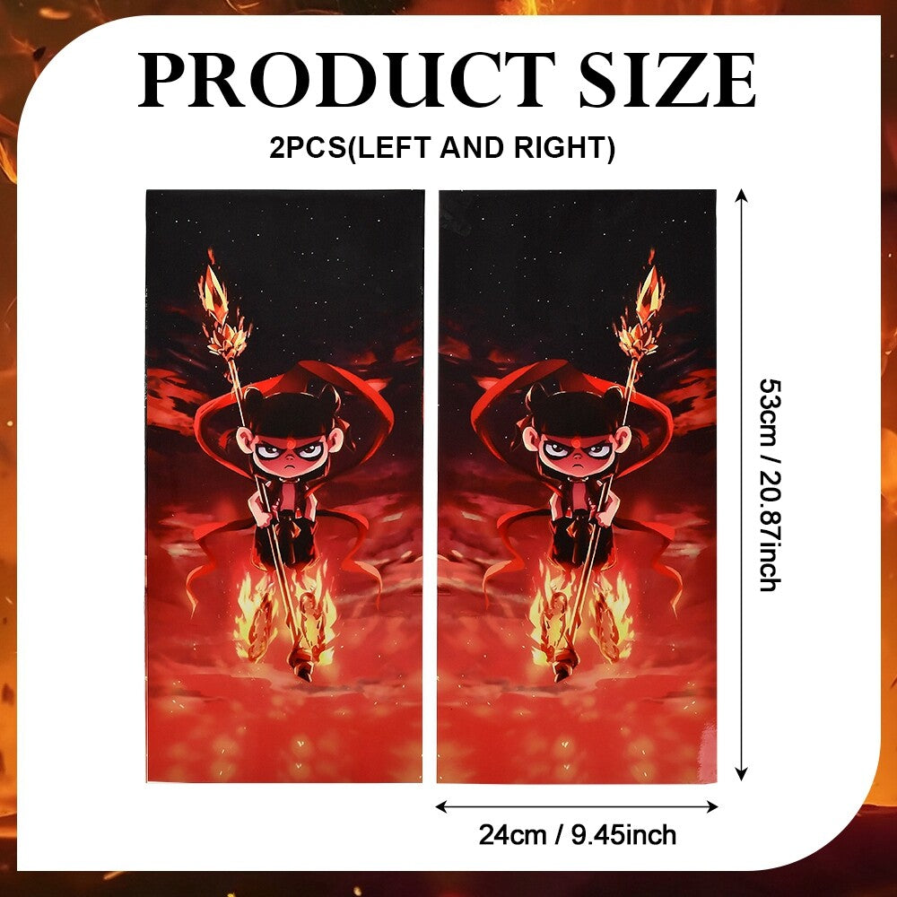 Waterproof 2x Car B-Pillar Vinyl Decals Cute Ne zha Vehicle Door Pillar Sticker