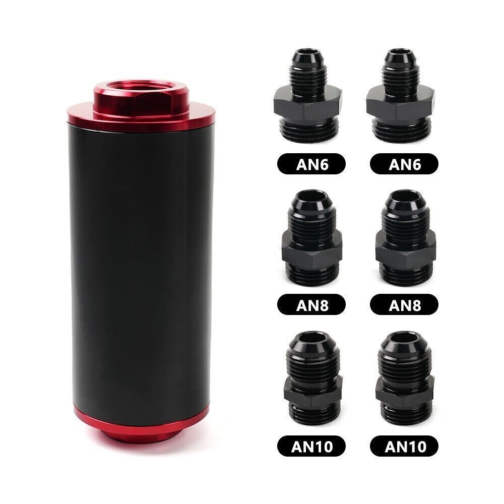 Inline Fuel Filter High Flow 100 Micron Cleanable AN6 AN8 AN10 Adapter universal Q