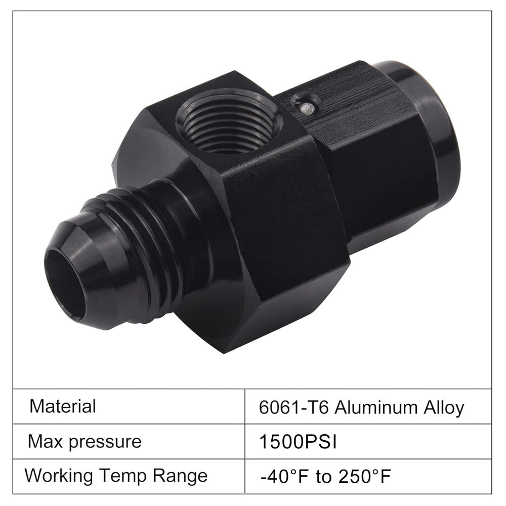 2Pcs Fuel Fitting 6AN Male to Female with 1/8 NPT Gauge Sensor Port Hose Adapter