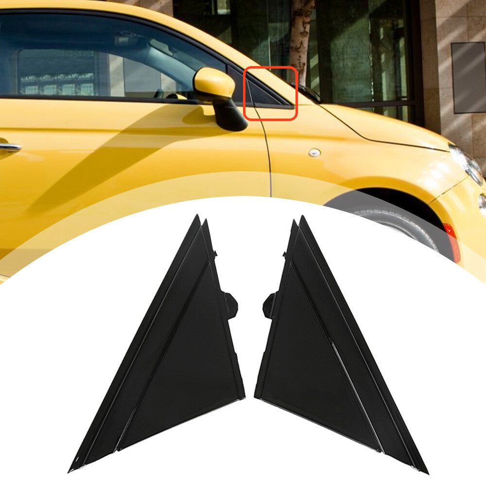 2x For 12-19 for Fiat 500 Door Mirror Flag Cover Moldings Left & Right Matte Black