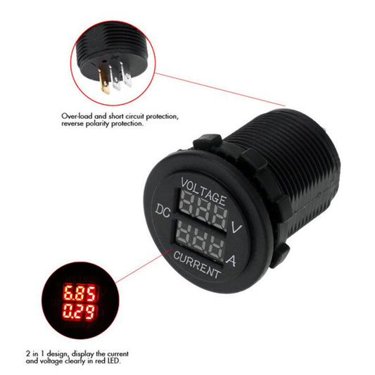 LED Digital Display Voltmeter Motorcycle Voltage Volt Gauge Panel Meter 12-24V v