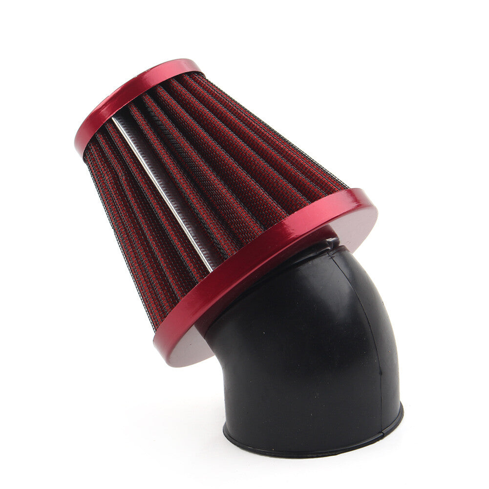 48mm Air Intake Filter Cleaner Rubber Bend Inlet Steel Mesh Red Q