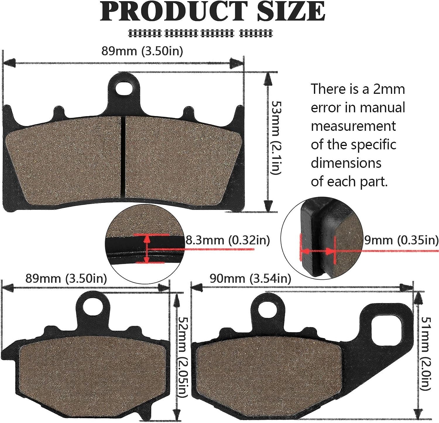 Front Rear Brake Pads for Kawasaki ZX9R ZX-9R ZX900 1996-2001, ZX6R ZX636 2002