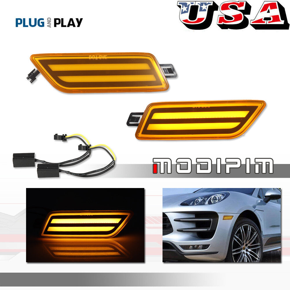 For 14-24 for Macan 95B Amber LED Yellow Turn Signal Side Marker Lights - v