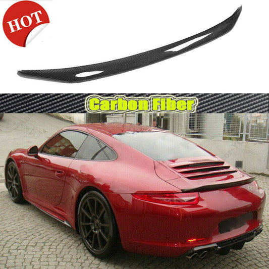 for Porsche 911 991 2012-18 Real Carbon Fiber Rear Trunk Spoiler Lip Wing Cover