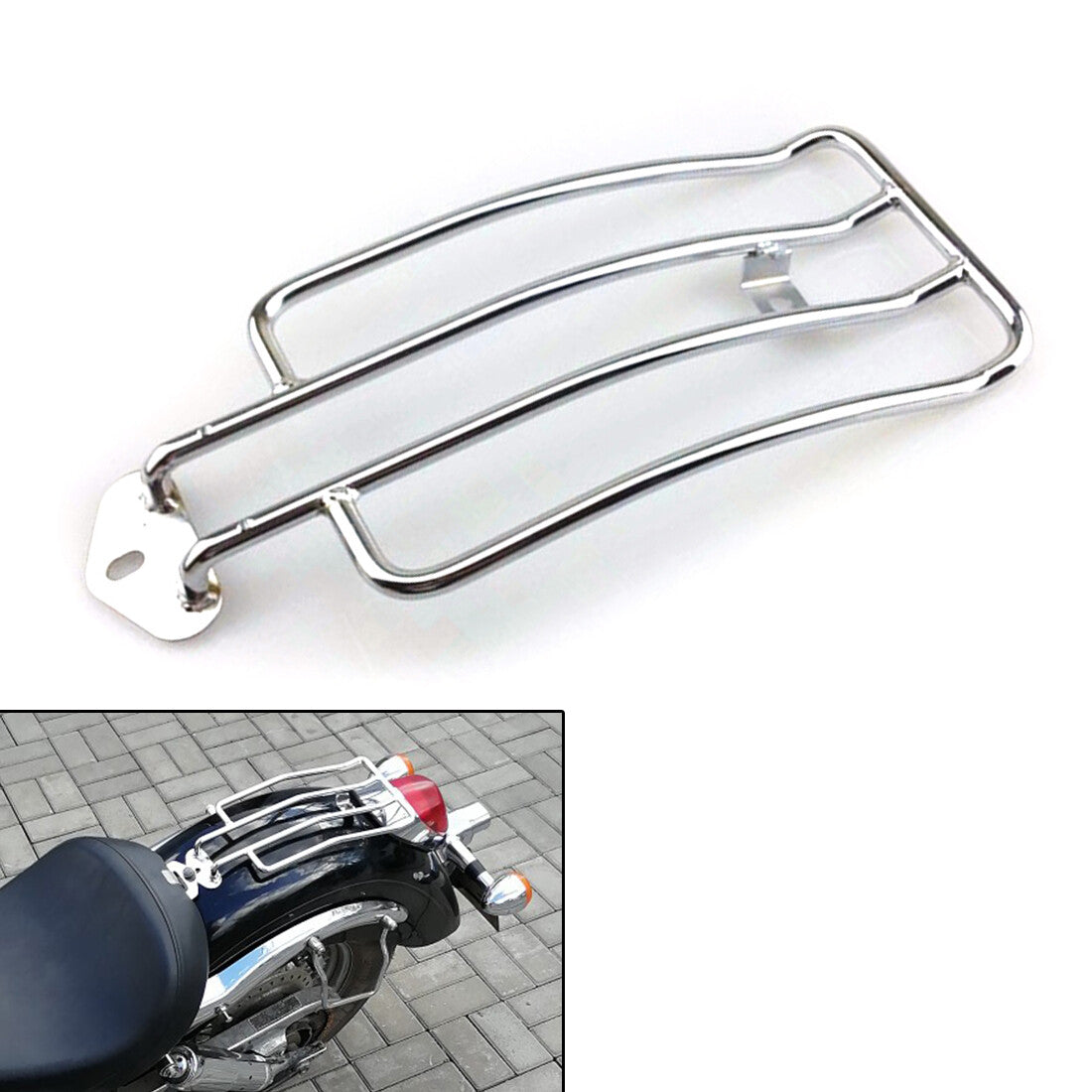 Chrome Rear Solo for Seat Luggage Rack Carrier for Honda Shadow Aero 750 VT750C 2004 Q