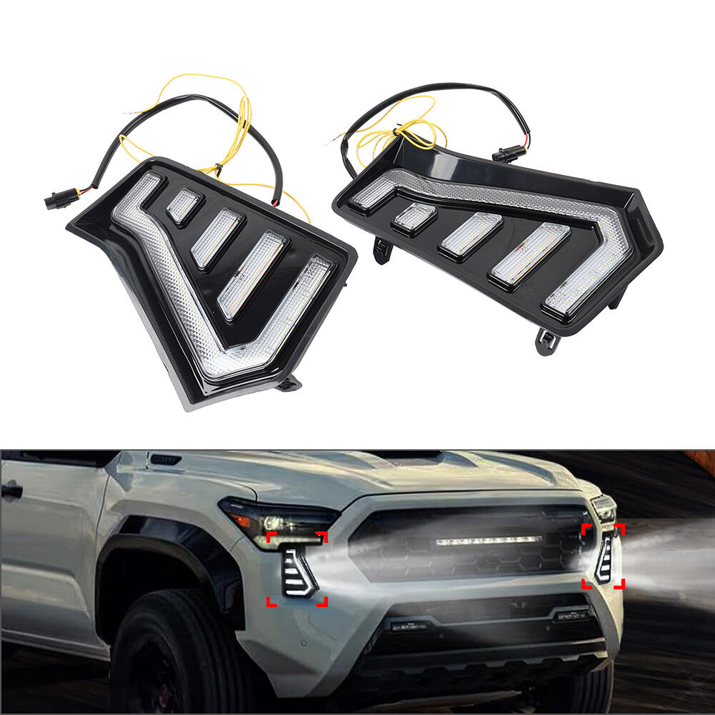 2x Front Fog Light Side Grille Daytime Running Light for Toyota Tacoma 2024-2025 Q