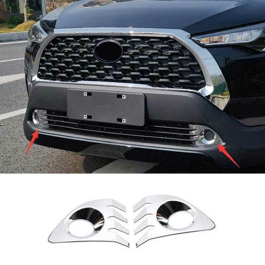 for Toyota for Corolla Cross 22-24 2X Chrome Front bumper Fog Light Lamp Decor Cover