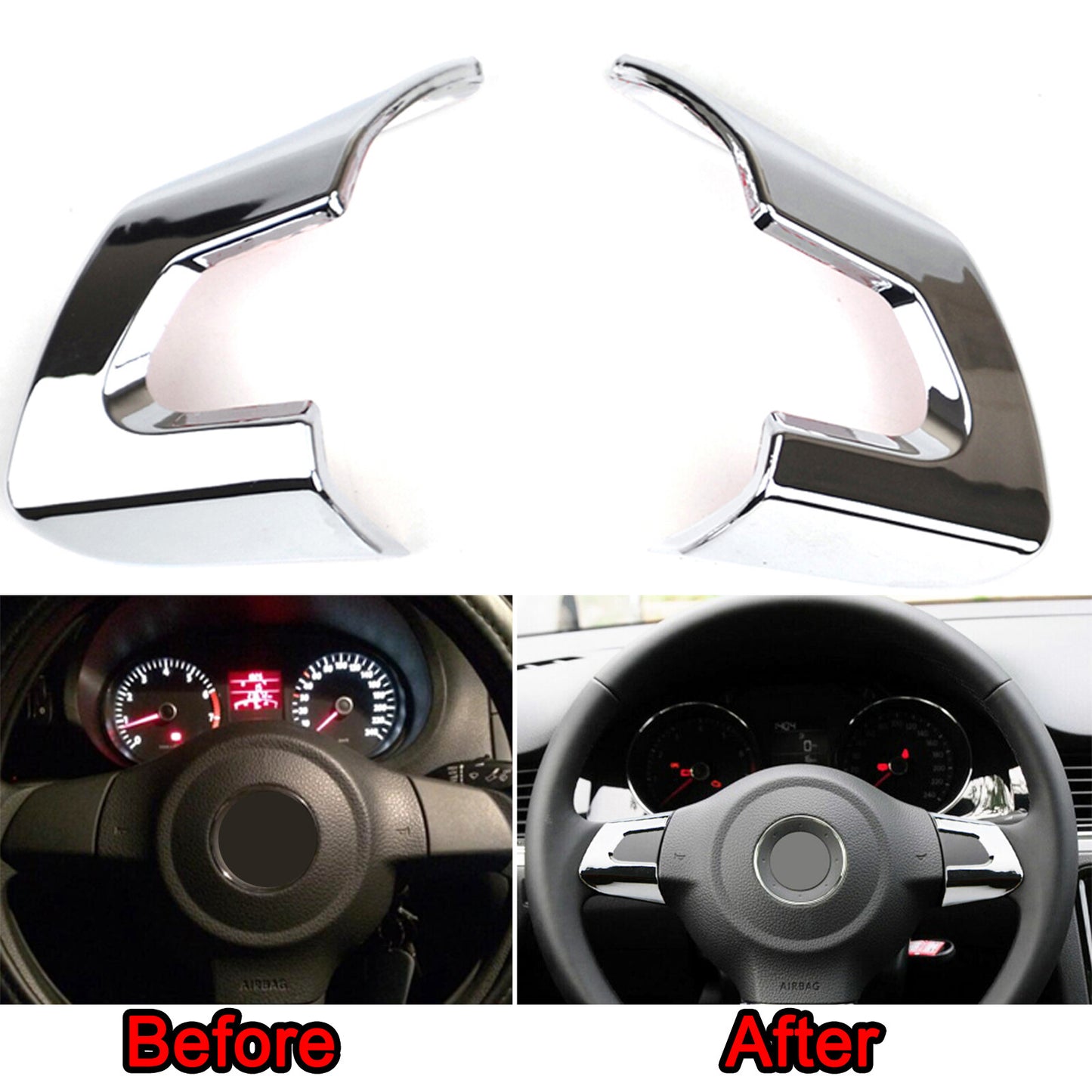 Chrome Steering Wheel Cover Trim for VW for Jetta for Golf MK6 Polo for Bora Car Accessories Q