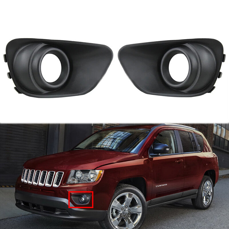2Pcs for Jeep Compass 2011-2017 Front Bumper Fog Light Lamp Trim Frame Cover v