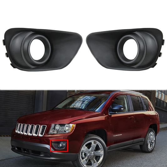 2Pcs for Jeep Compass 2011-2017 Front Bumper Fog Light Lamp Trim Frame Cover v