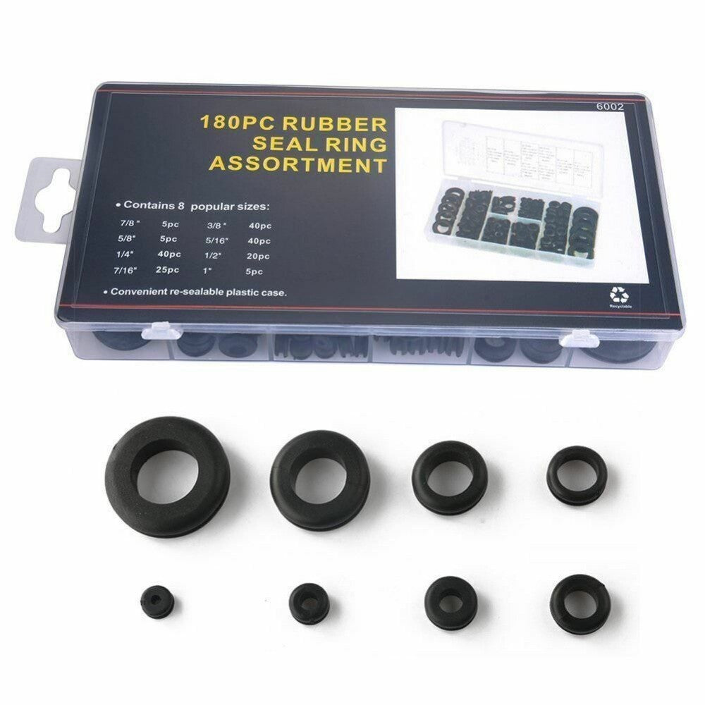 180Pcs/set Car Grommet Firewall Hole Plug Electrical Wire Gasket Kits 8-Sizes. n