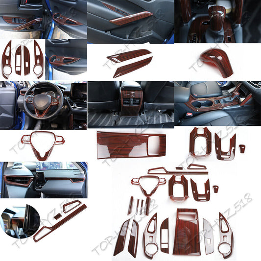 for Corolla Cross 2022-2024 Wood grain Car interior kit Trim Cover 18pcs n