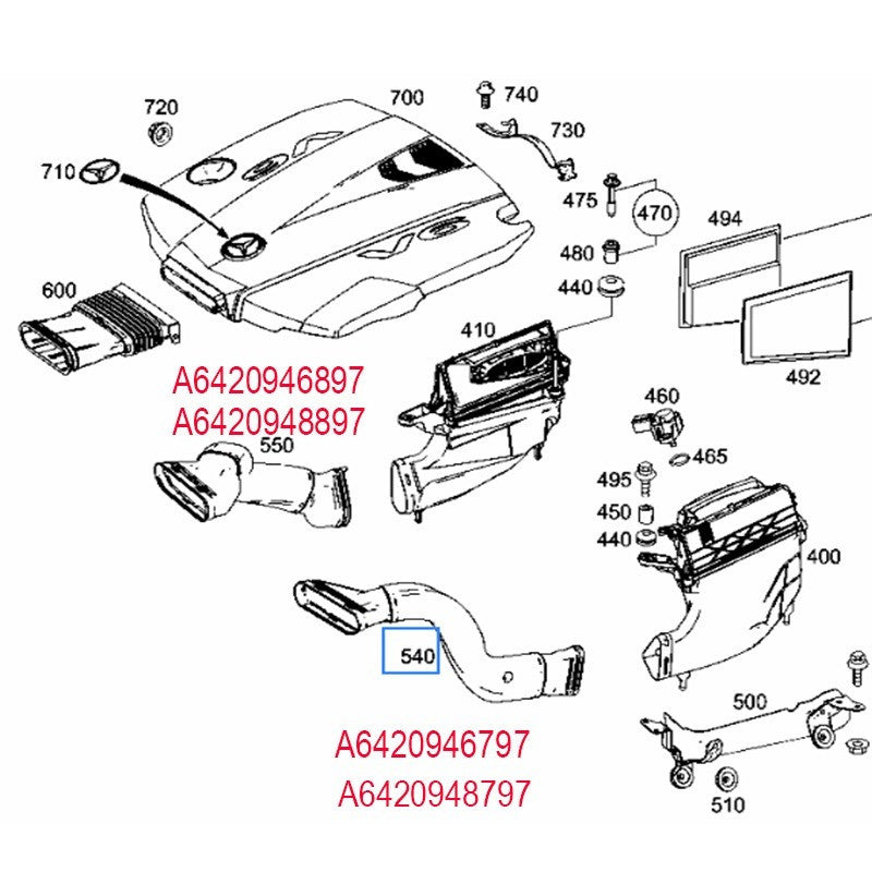 1Left + 1Right intake hose suitable for ML350, GLS350, GL350 6420948897 6420948797- n