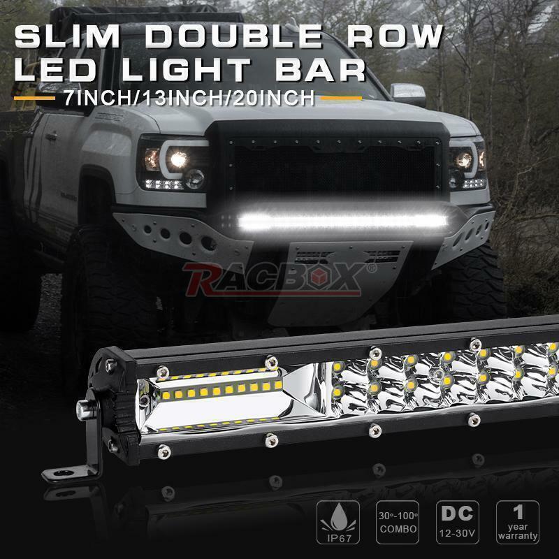 7inch Slim LED Light Bar Dual Row Combo Spot Flood Work Fog Lamp Truck Offroad