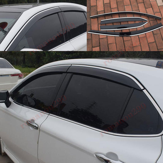 for Toyota for Camry 2018-2023 Smoke Window Visors Sun Rain Guard Deflector W/Chrome