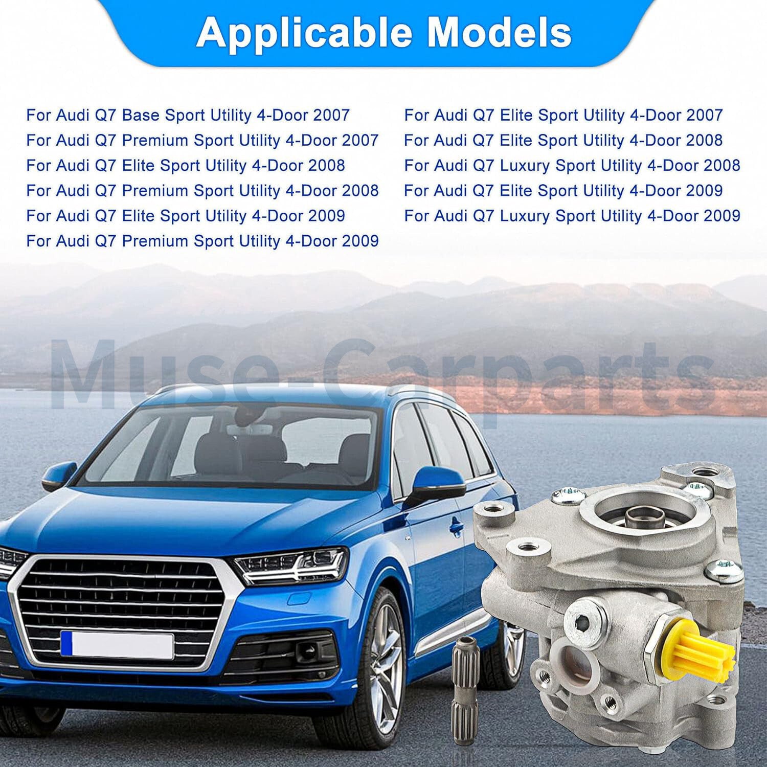 Power Steering Pump for 2007-2009 for Audi Q7 4L 4.2L Replace 7L8422153B 7L8422153A Q