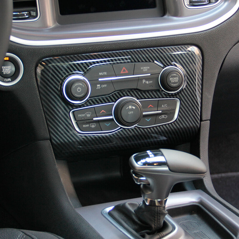 Carbon Fiber Indoor Central Control A/C Panel Cover Trim for Dodge Charger