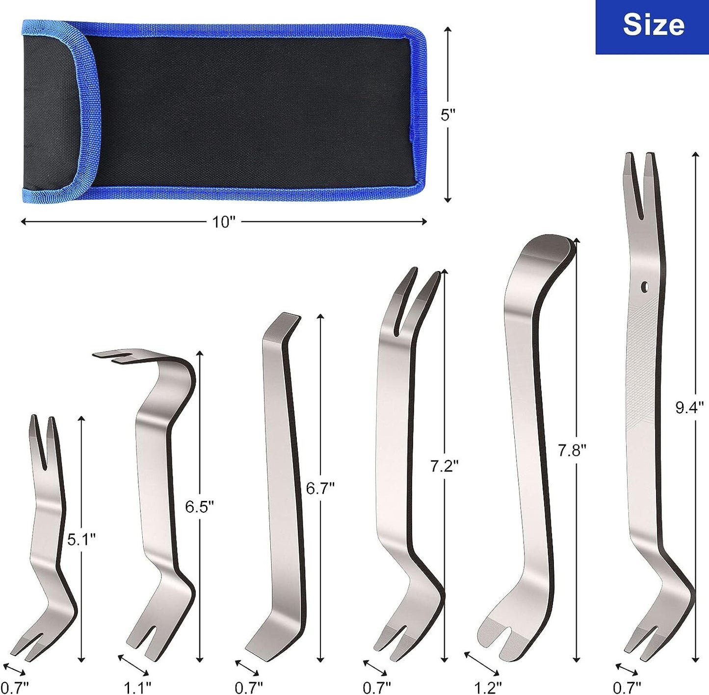 6Pcs Metal Car Trim Removal Pry Tool Kit Panel Door Dash Fastener Remover Set Q