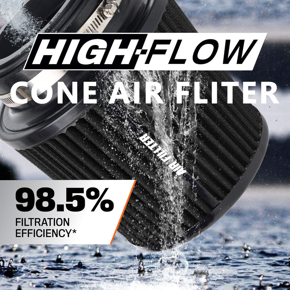3/3.5/4 Inlet 6.5 Tall High Performance Cold Air Intake Air Filter Black Q