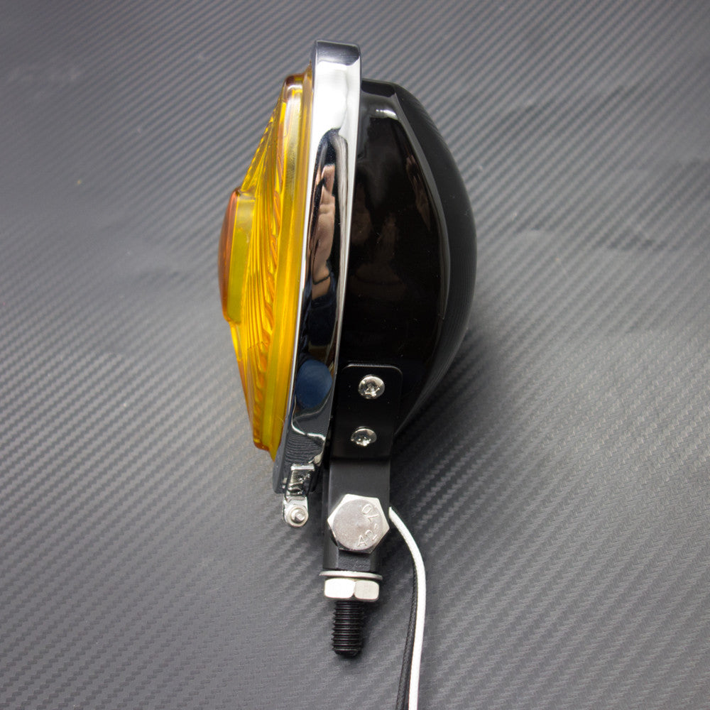Motorcycle Black Triangle Headlight Lamp Flat Back for Honda for Suzuki Custom Q