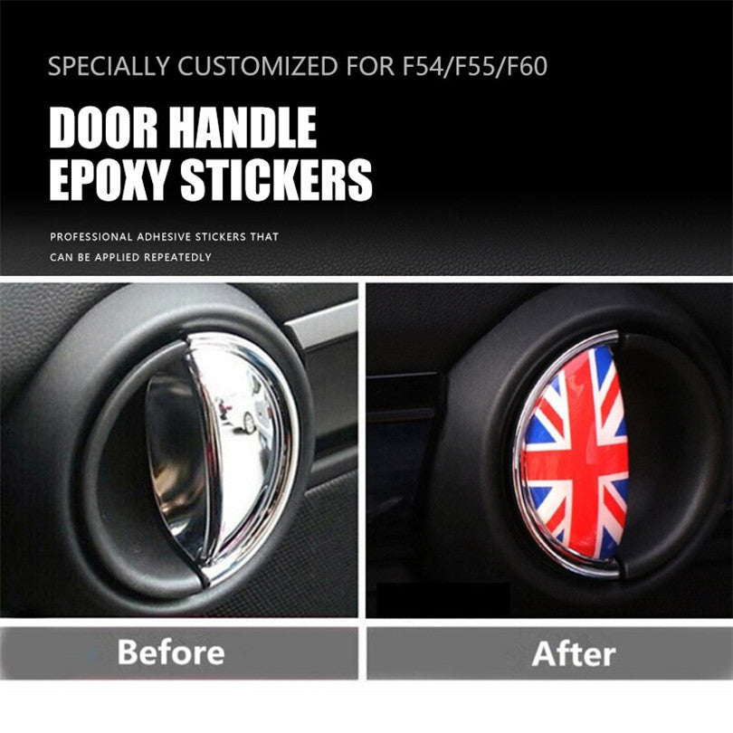2. 3D Union Jack Door Handle Stickers for Mini Cooper Countryman R60 and Paceman R61 - n