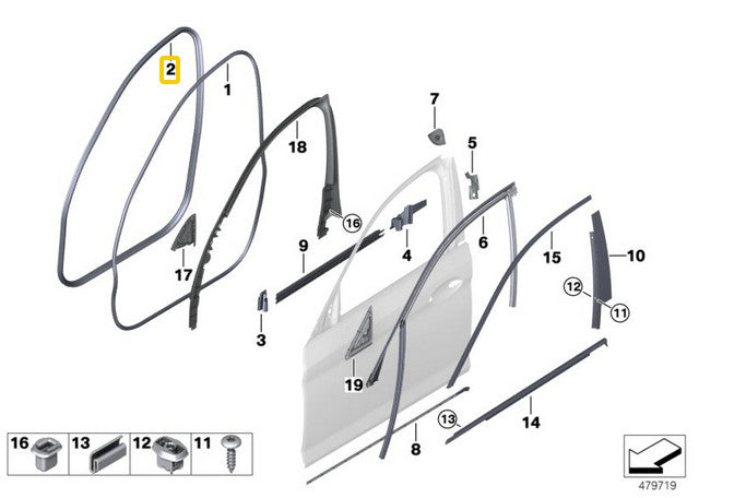 1 pcs Front Left or Right Car Body Rubber Sealing Strip for G30 530i 540i v