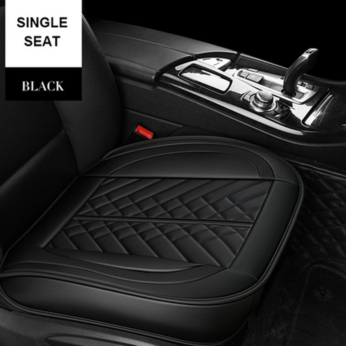 Car Front Cover PU Leather Cushion Full Surround for Seat Protector Accessory Black
