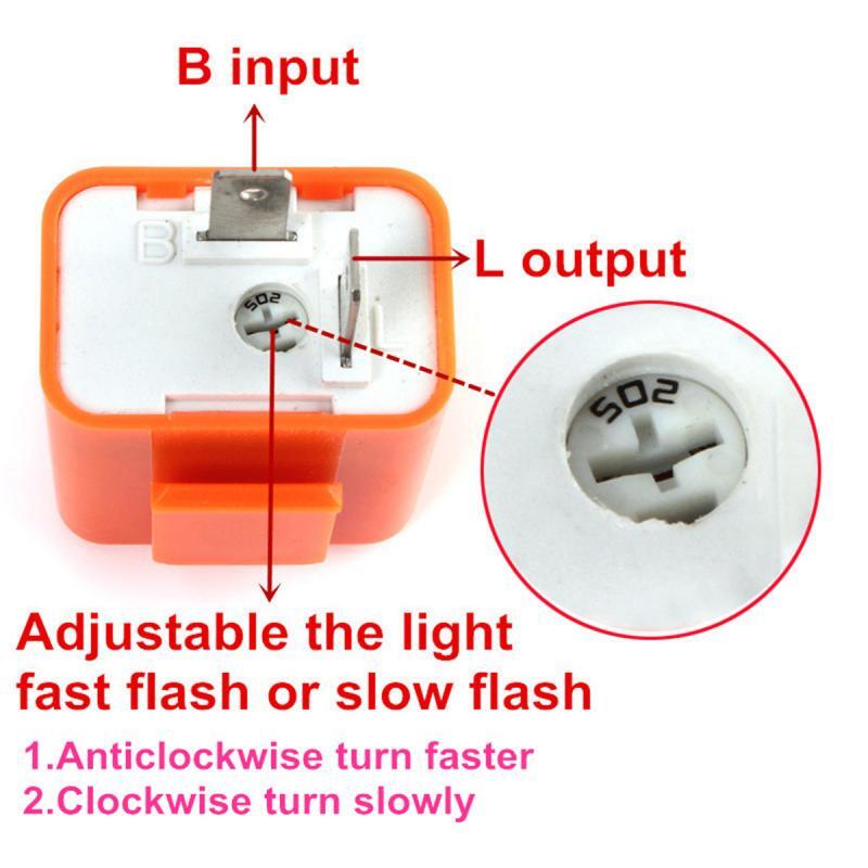 2-Pin Adjustable LED Flasher Relay Turn Signal Blinker 12V Light for Motorcycle