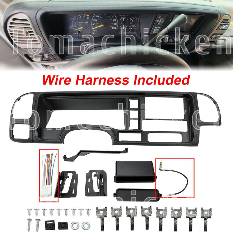 Stereo Dual-Din Radio Truck Dashboard Kit for 1995-2002 for GMC Full-Size Trucks/SUVs Q