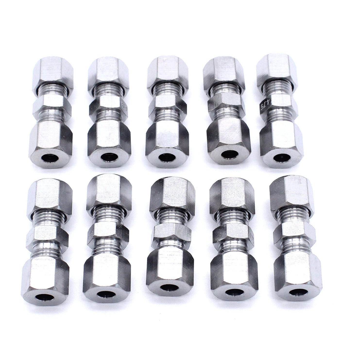10Pcs 3/16 OD Brake Line Union Fitting Straight Compression Kit Connector