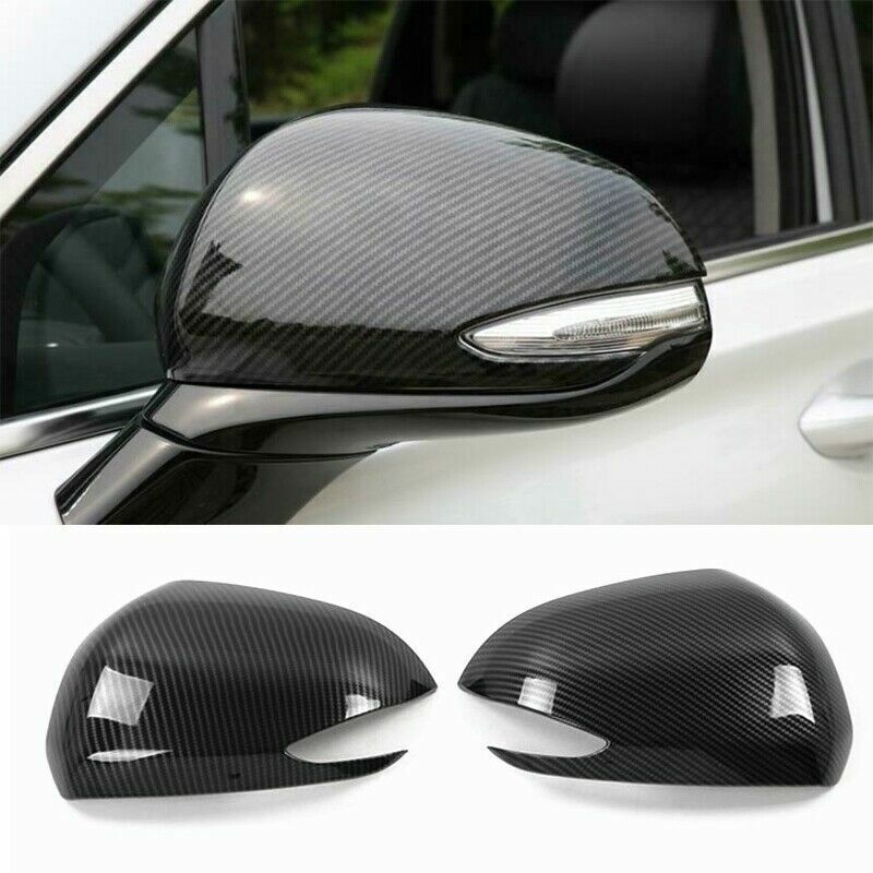 2X Carbon Fiber Rearview Side Mirror Cover Trim for Hyundai Santa Fe 2019-2022