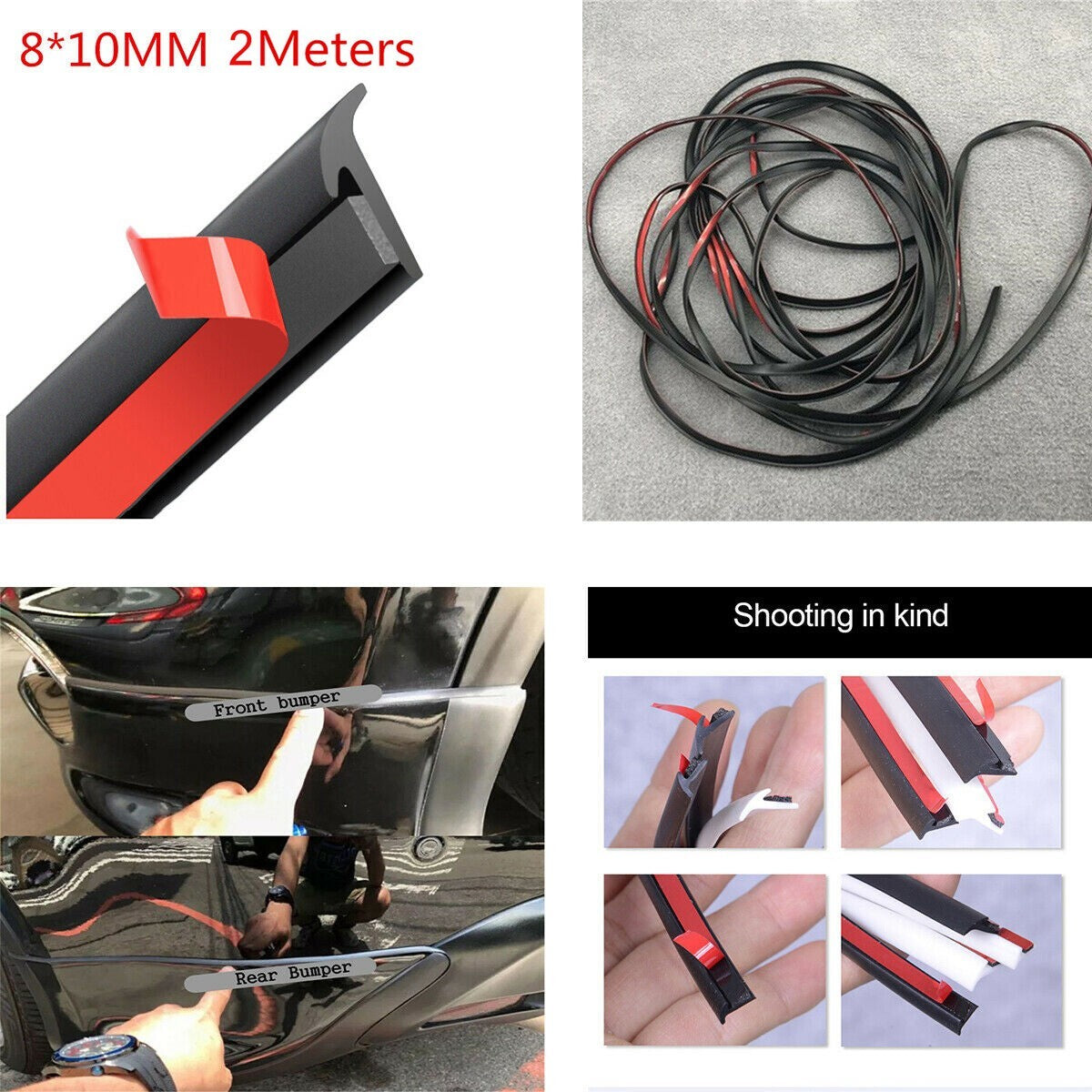 2M Car Rubber Sealing Strips Inclined T Shaped Weatherproof Edge Trim