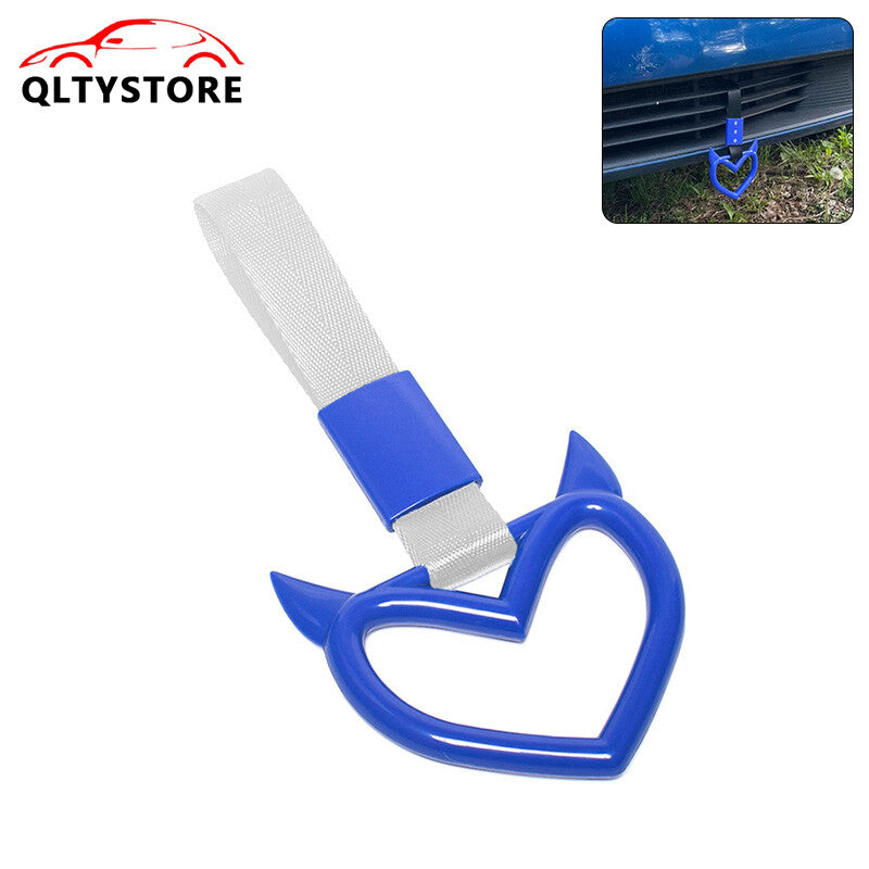 Blue Devil Heart Red JDM Tsurikawa Ring Subway Train Bus Handle Strap Charm