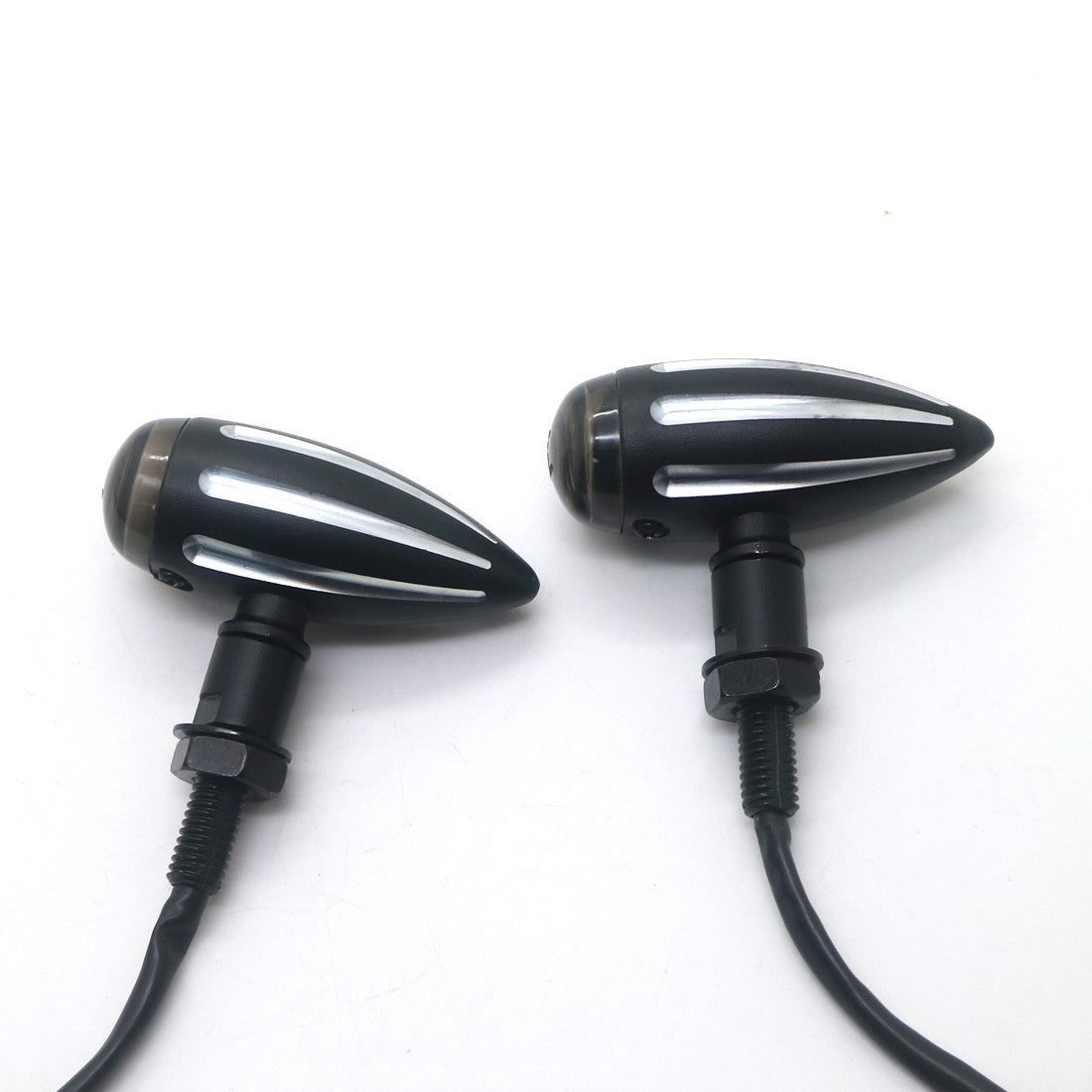 2X Bullet LED Black CNC Edge Cut Turn Signal Light for Harley Cafe Racer Custom Q