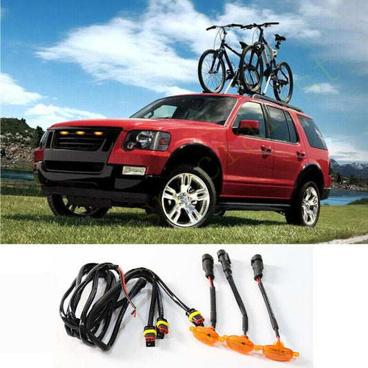 for Ford Explorer 2006-2010 Front Grille yellow LED Light Style DRL Lamp