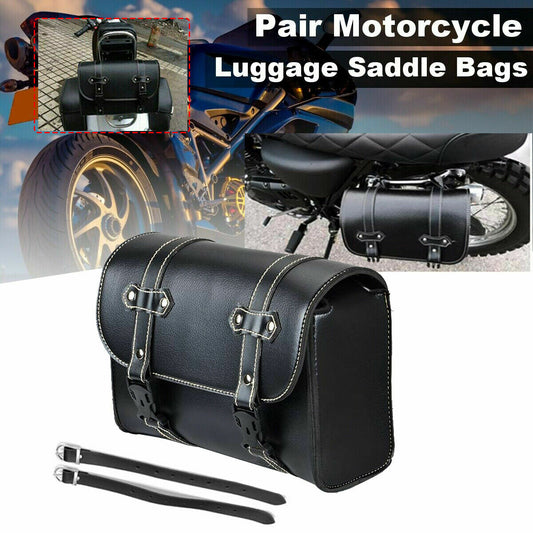 Motorcycle PU leather side saddle bag, luggage storage tool bag, saddle bag, black