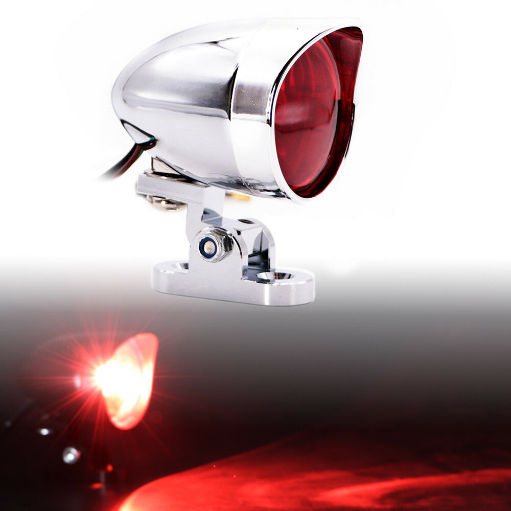 Chrome Retro Bullet Tail Brake Light for Honda Cafe Racer Chopper Bobber Custom Q