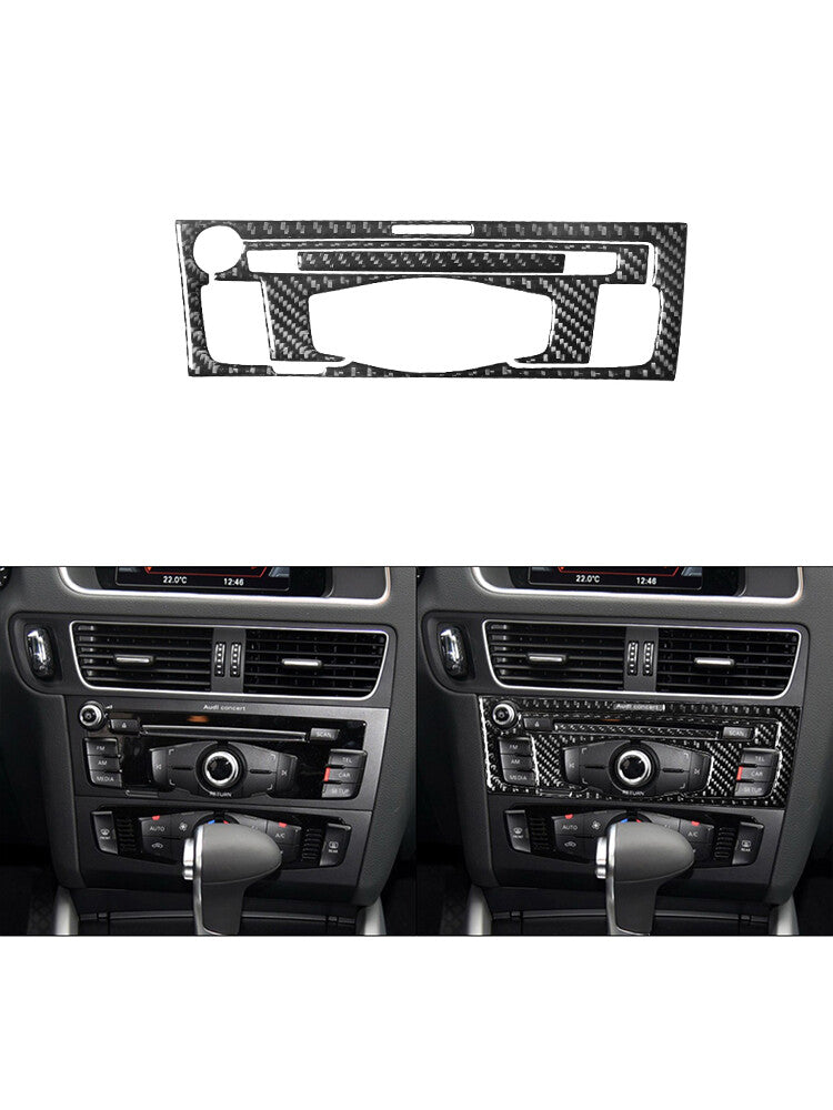 3Pcs CD Player Radio Frame Trim Cover Decor Carbon Fiber for Audi Q5 2009-2017