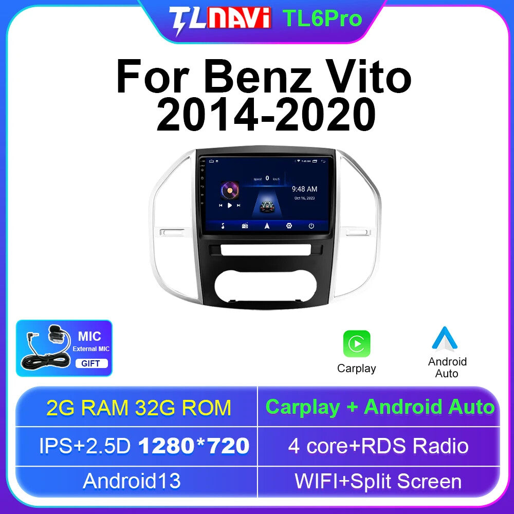 for Mercedes for Benz Vito 3 W447 2014-20 Android Auto CarPlay Car Stereo Radio GPS