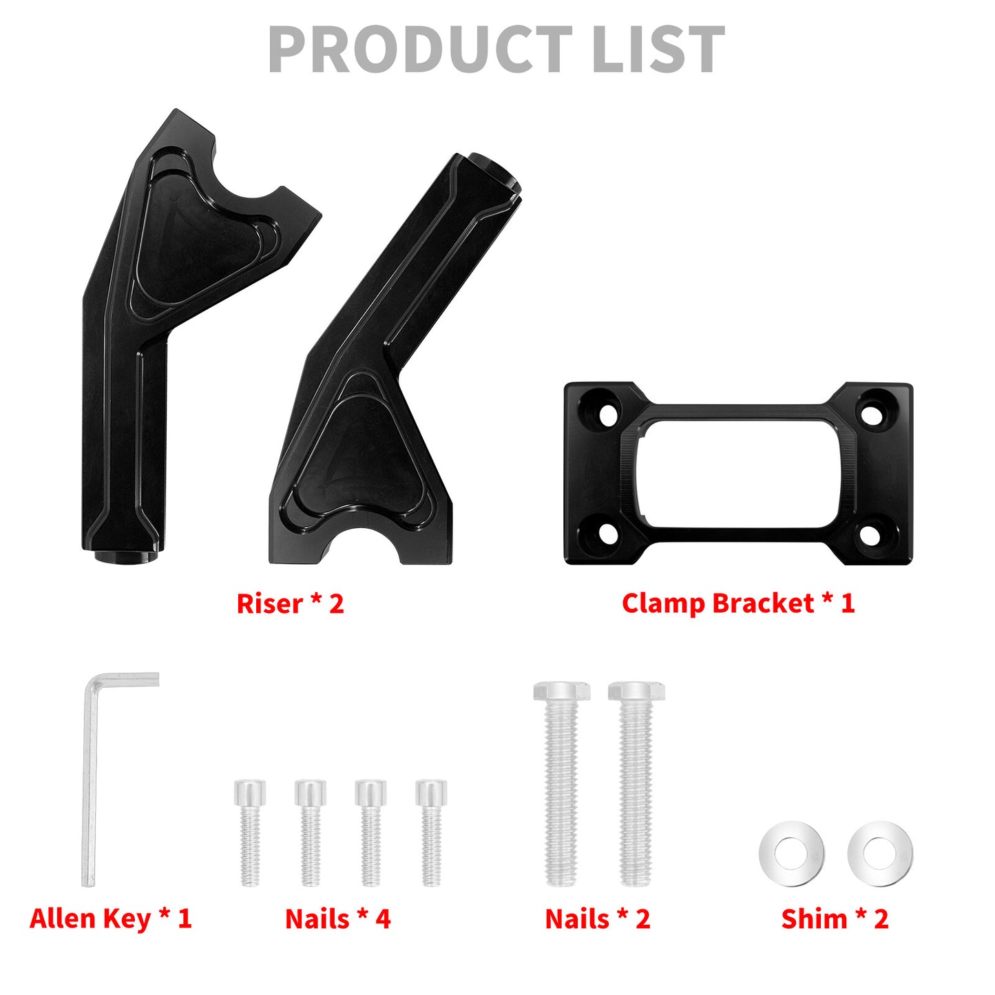1 Handlebar 6 Black Riser Clamp Kit for Harley Softail Street Bob Low Rider ST