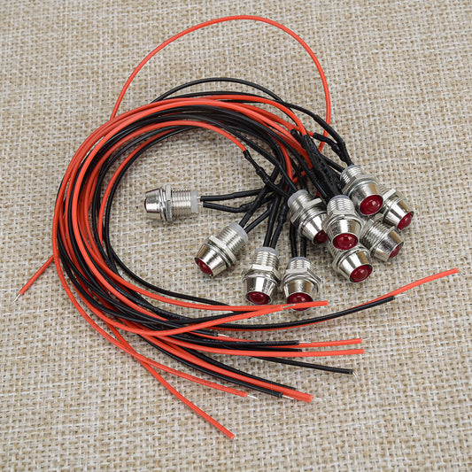 Red LED Dash Panel Warning Pilot Light Indicator Lmap For Car Boat Truck
